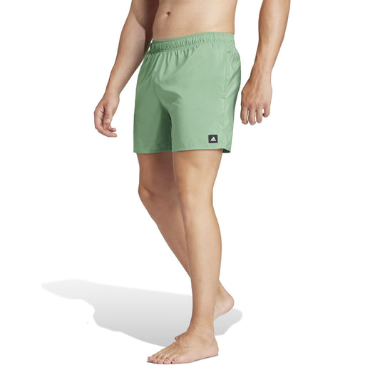 adidas Mens Standard Solid Classic-Length Swim Shorts Preloved Green/White Small