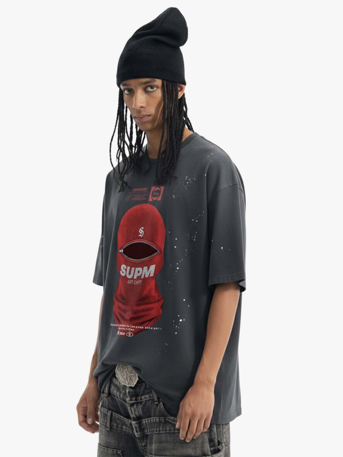 Red Balaclava Graphic T-Shirt - Luxuryurbanwear