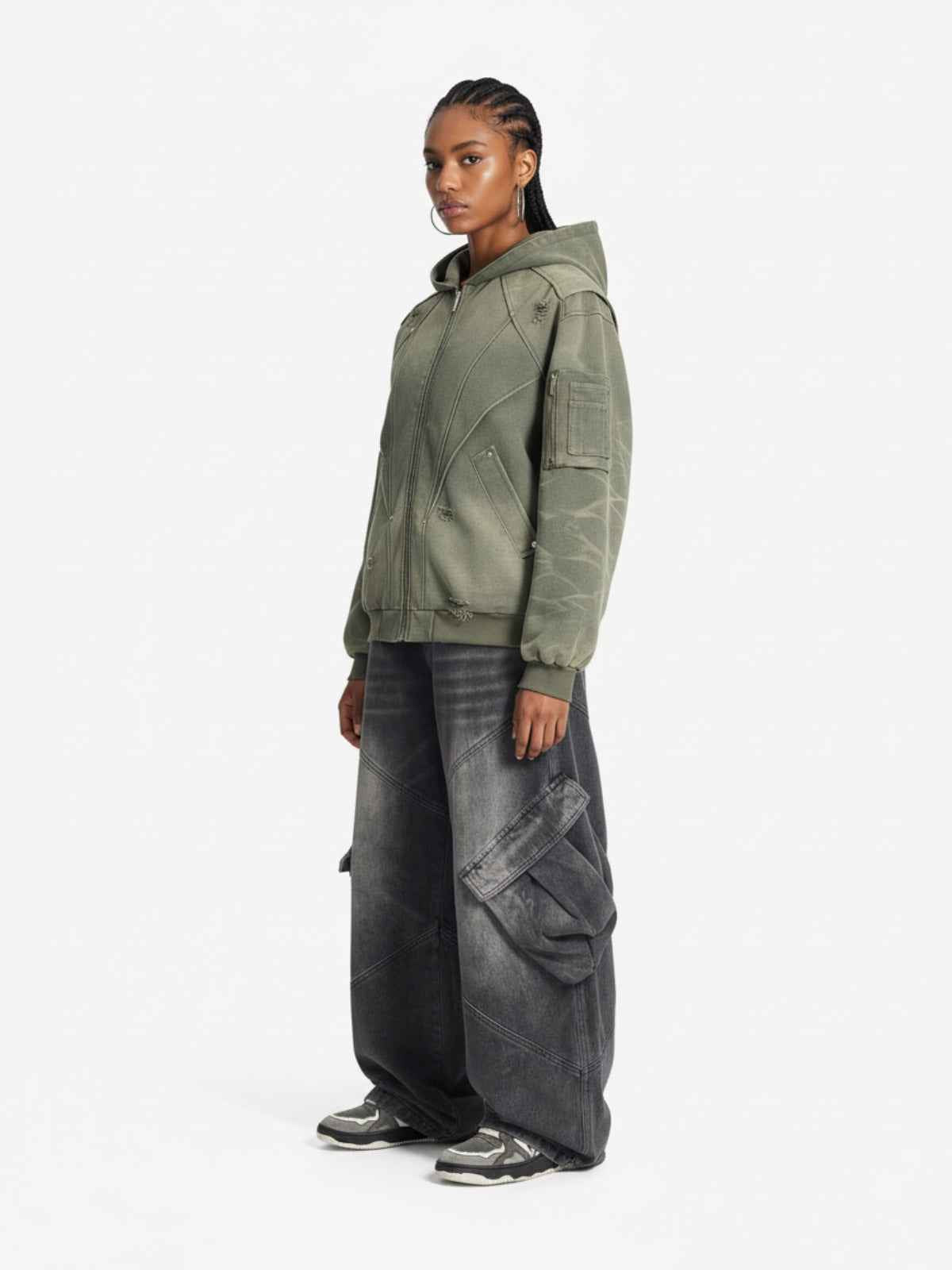Vintage Washed Multi Pocket Cargo Jeans