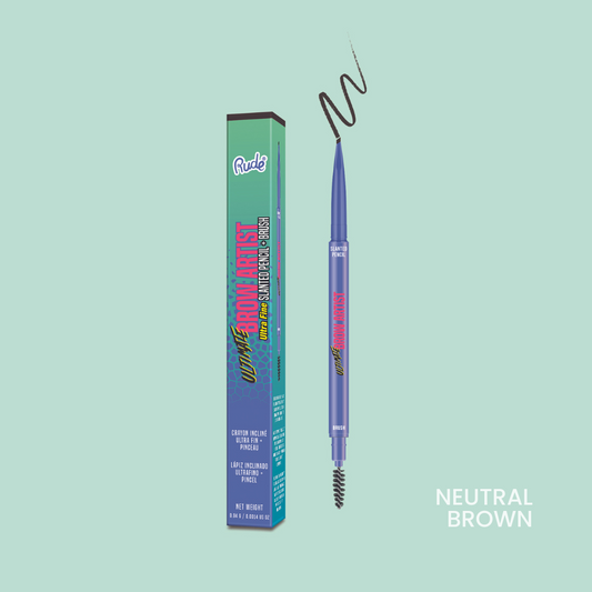 RUDE Ultimate Brow Artist Ultra Fine Slanted Pencil & Brush - Neutral Brown