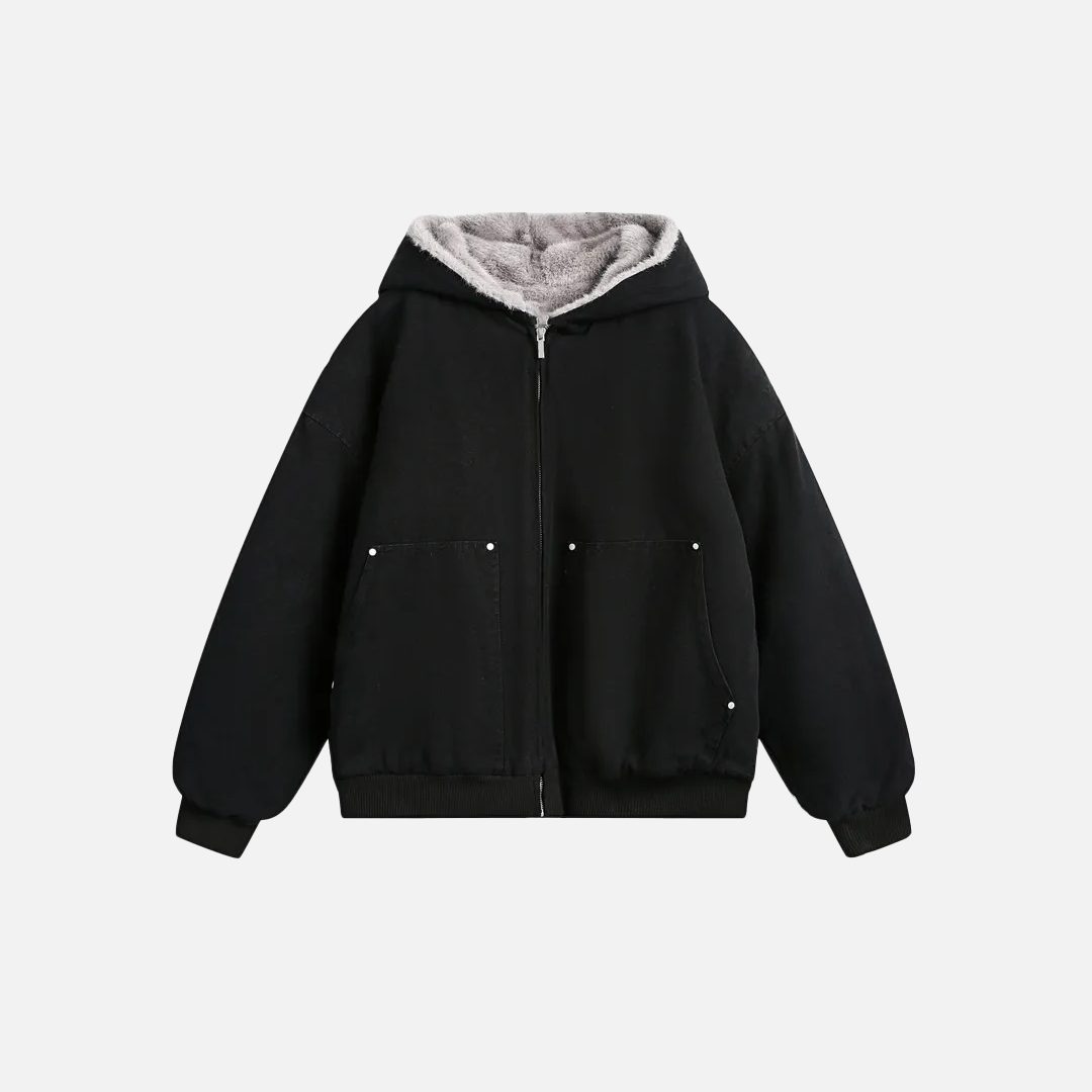 Unique Quilted Retro Winter Cargo Fur Jacket - Luxuryurbanwear
