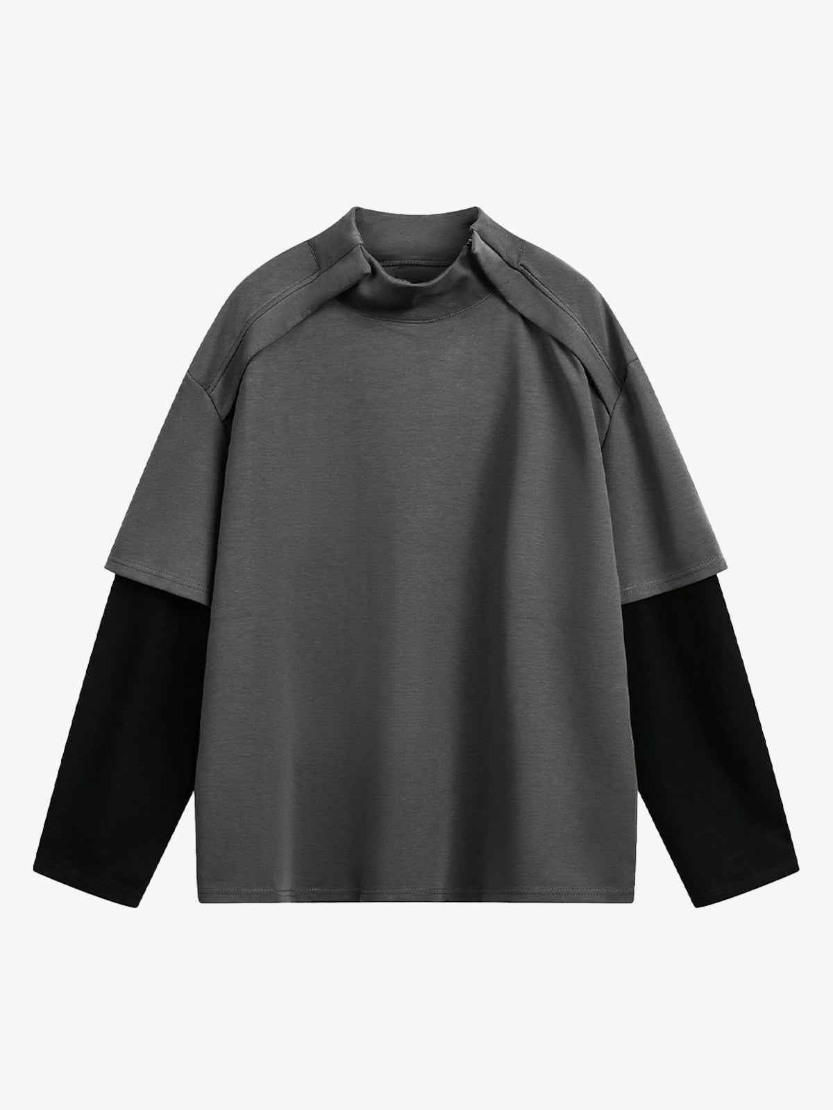Mock Neck Layered Long Sleeve T Shirt