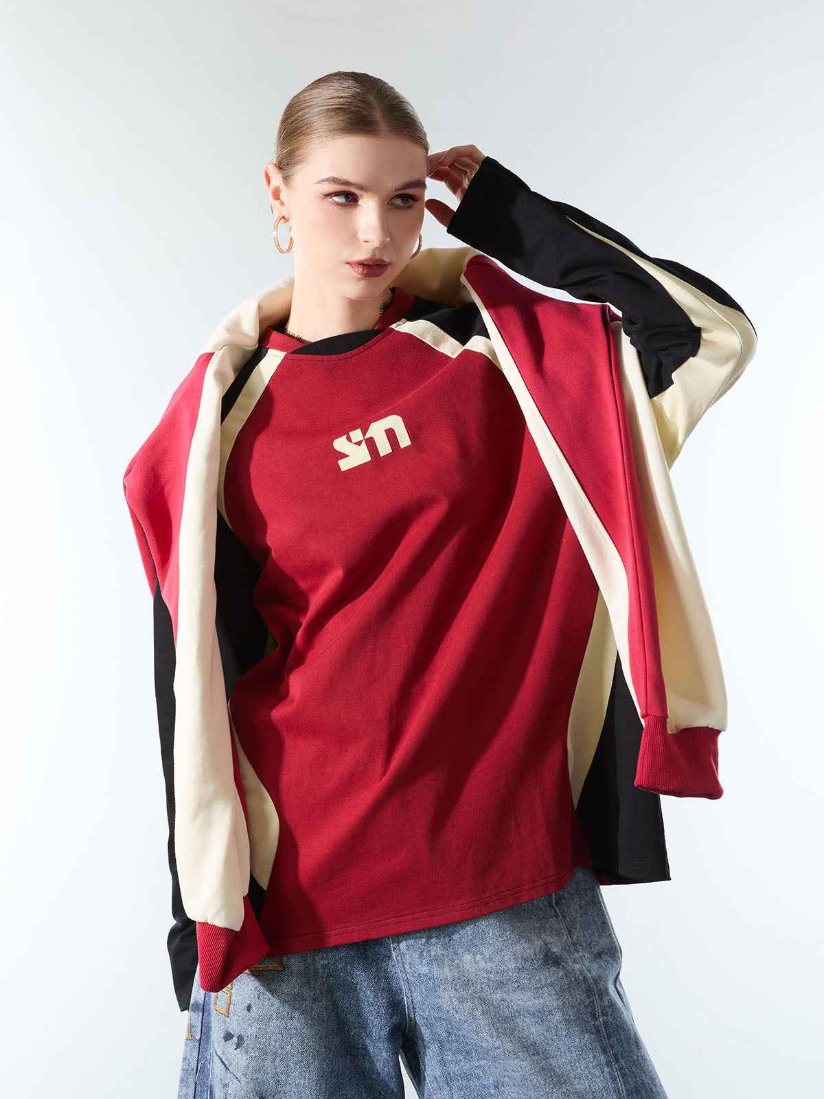 Original Retro Contrast Color Long-Sleeved T-Shirt