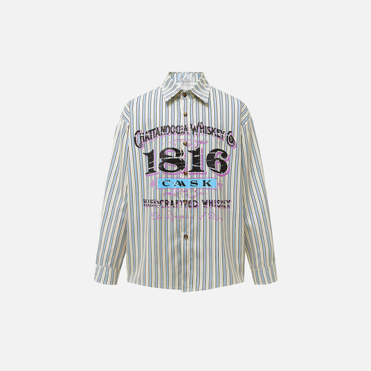 Vintage Striped Single Breasted Long Sleeve Casual Shirt - Luxuryurbanwear
