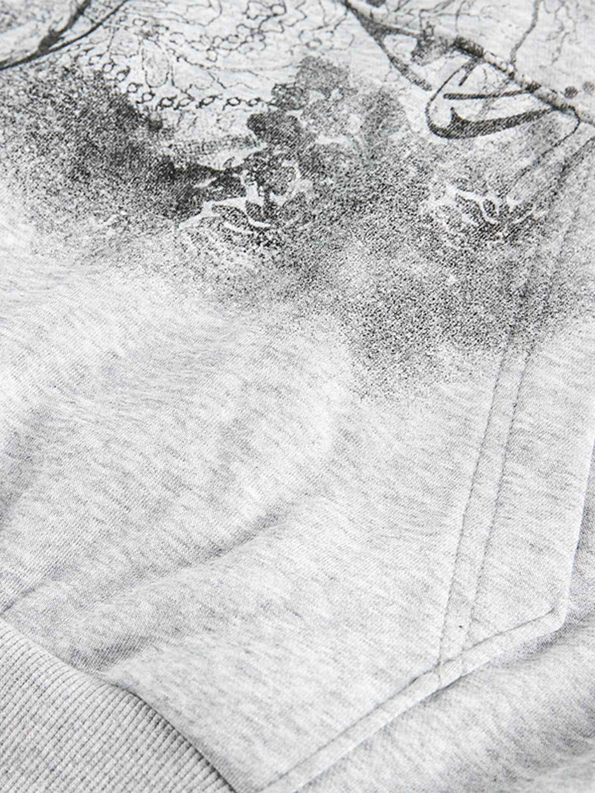Detachable Fur Collar Printed Cardigan Half-Zip Hoodie