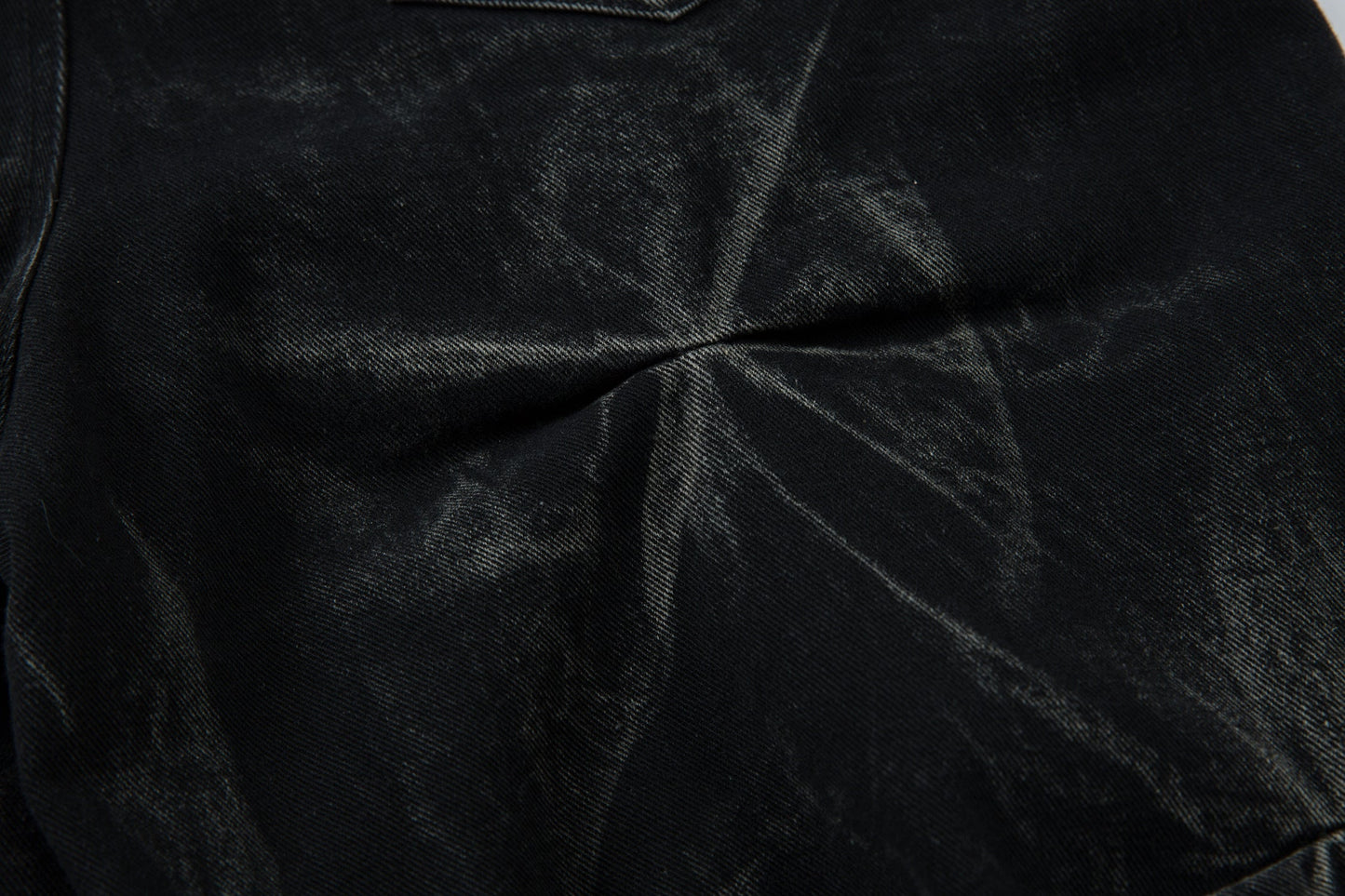 Washed Distressed Pleated | Baggy Jeans