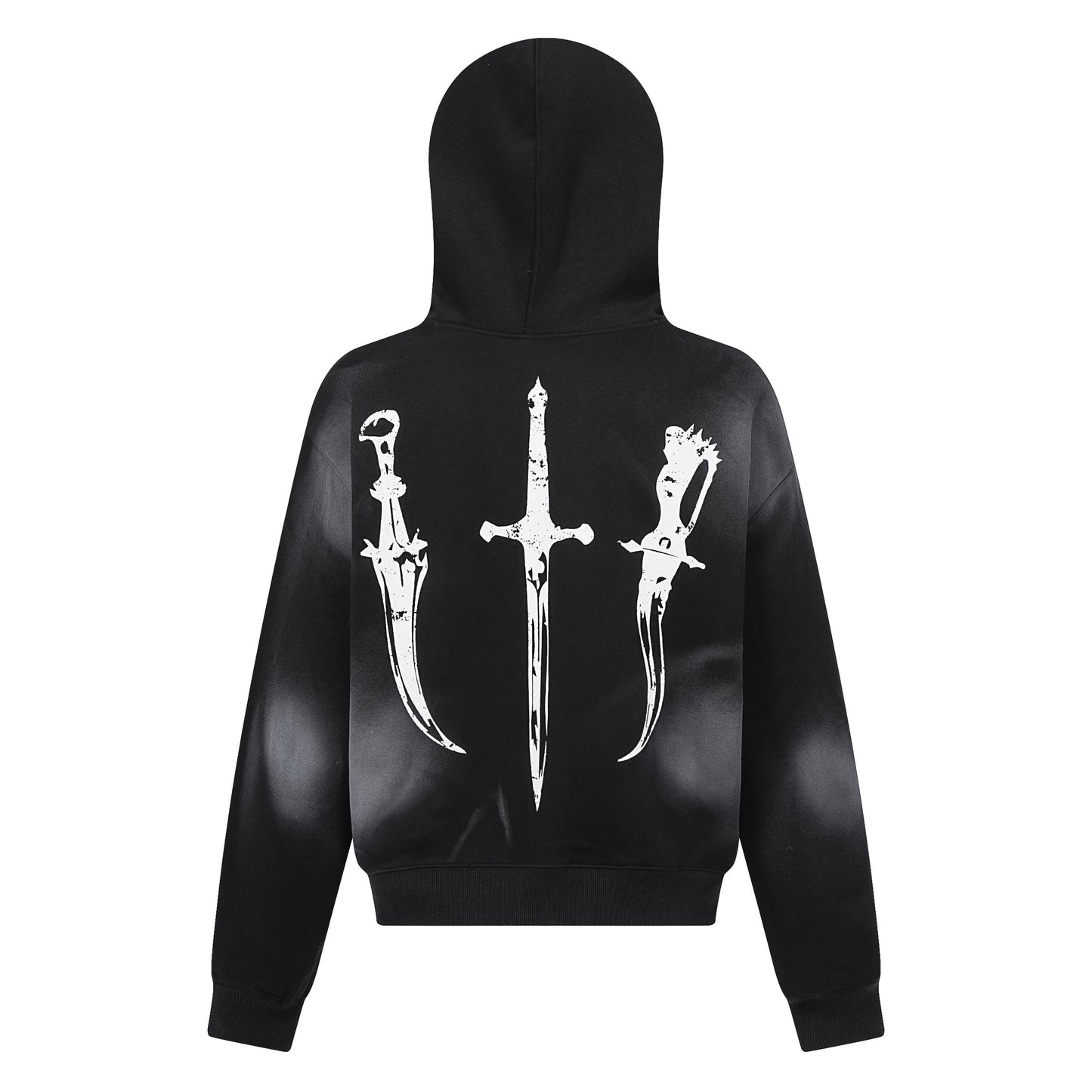 Gothic Distressed Print | Zip-Up Hoodie - Luxuryurbanwear