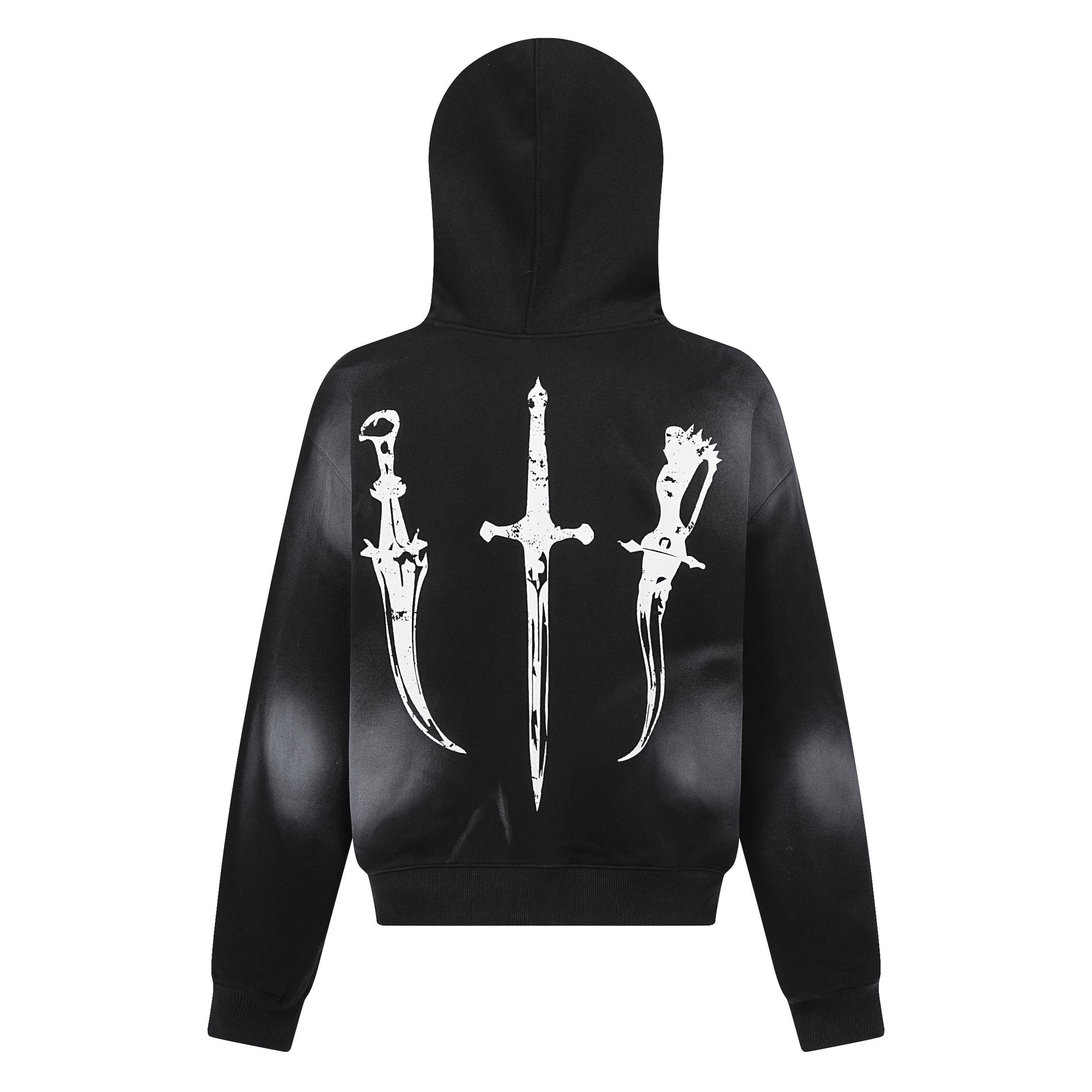 Gothic Distressed Print | Zip-Up Hoodie - Luxuryurbanwear