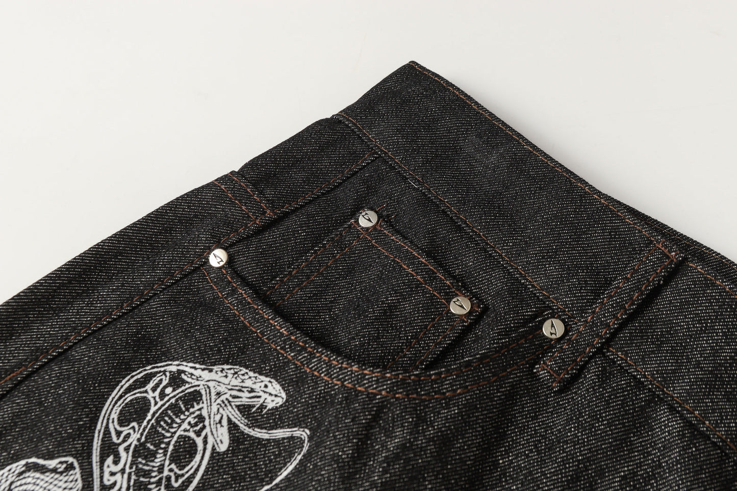 Snake Embroidery | Denim Jeans - Luxuryurbanwear