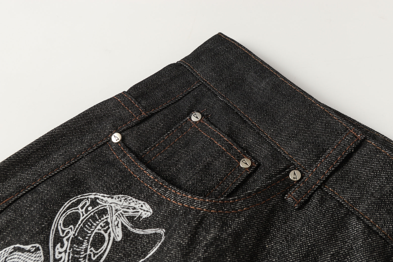 Snake Embroidery | Denim Jeans - Luxuryurbanwear
