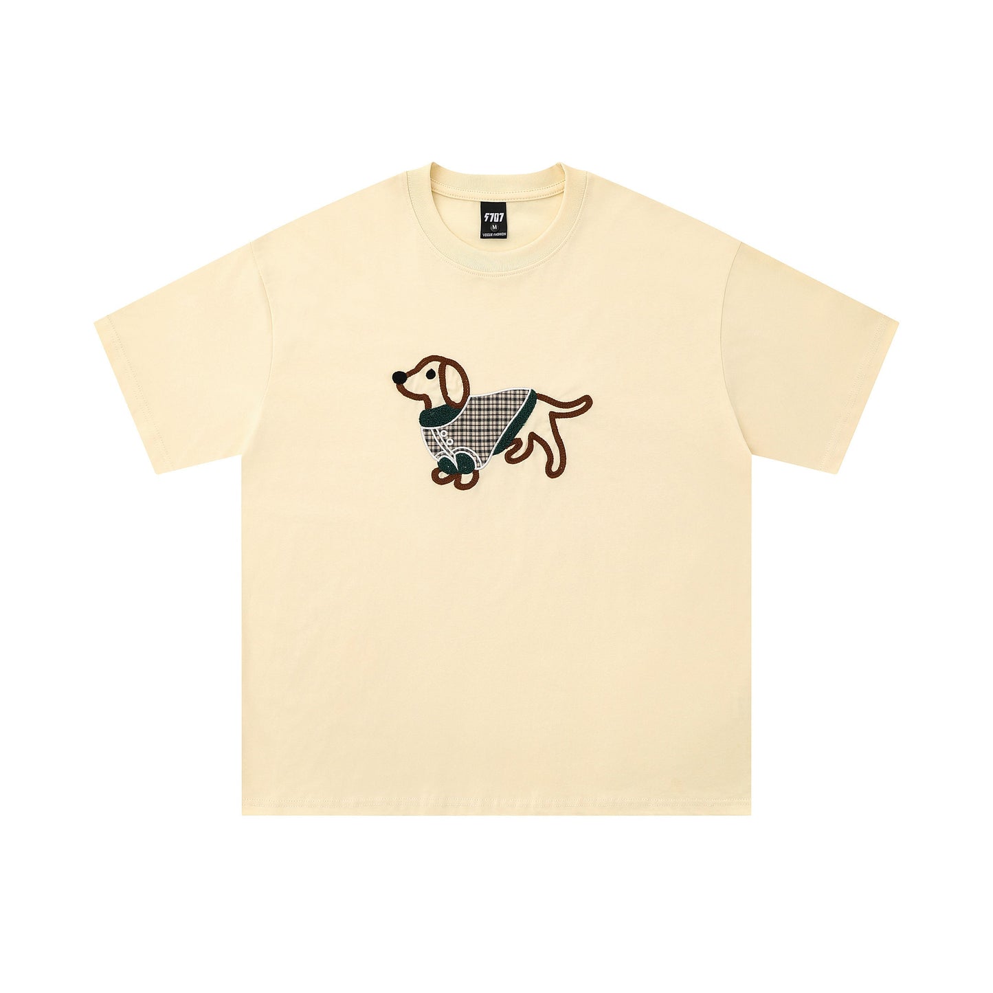 Scarf Pup | Embroidered Dog Patch Tee - Luxuryurbanwear
