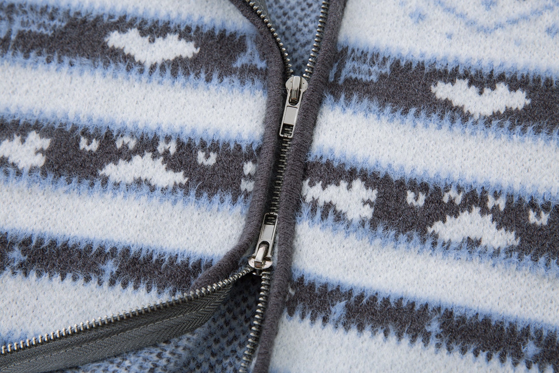 Powder Star | Striped Knit Hoodie with Faux Fur Hood - Luxuryurbanwear