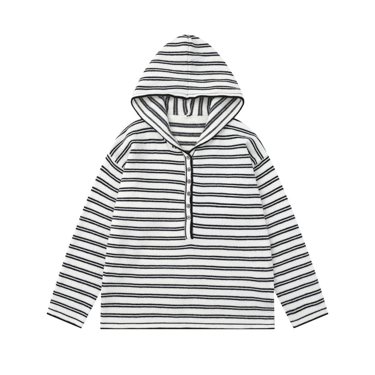 COASTLINE | Striped Buttoned Hood Pullover - Luxuryurbanwear