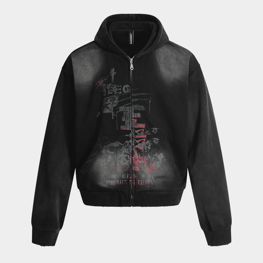 Spray Paint Print | Zip Up Hoodie - Luxuryurbanwear
