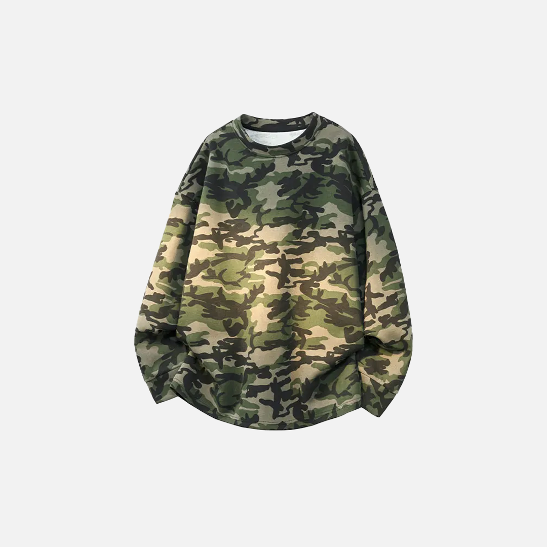 Retro Japanese Camouflage Long Sleeve Sweatshirt - Luxuryurbanwear