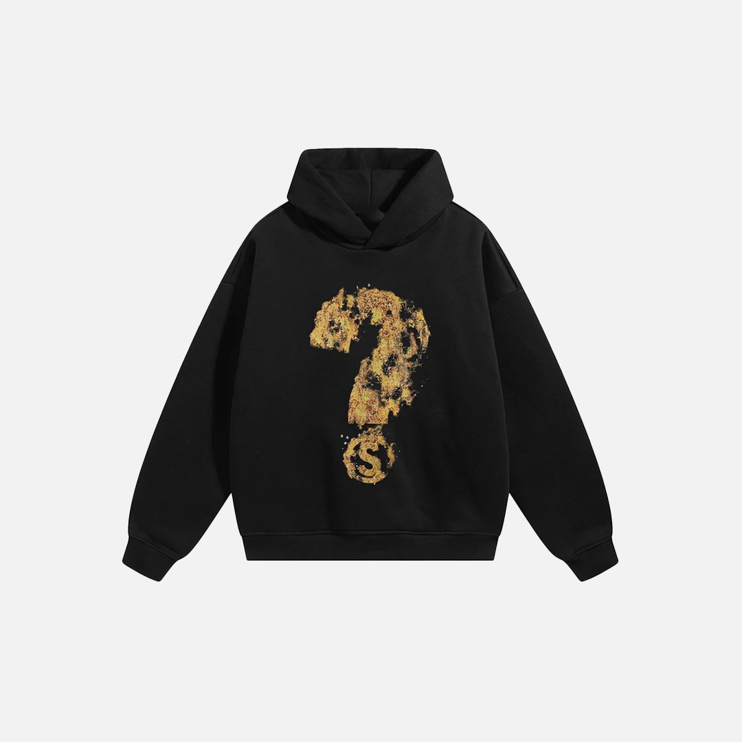 Burning Question Mark Graphic Hip Hop Hoodie - Luxuryurbanwear