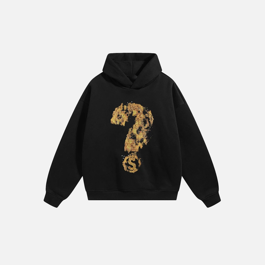 Burning Question Mark Graphic Hip Hop Hoodie - Luxuryurbanwear