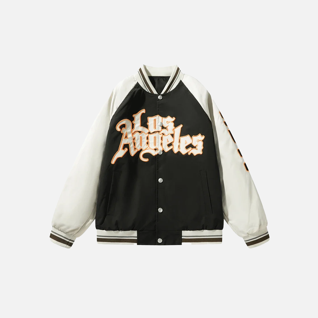 Streetwear Letter Embroidery Varsity Baseball Jacket - Luxuryurbanwear