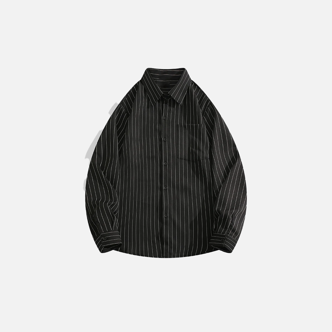 Stylish Korean Style Striped Lapel Long Sleeve Shirt - Luxuryurbanwear