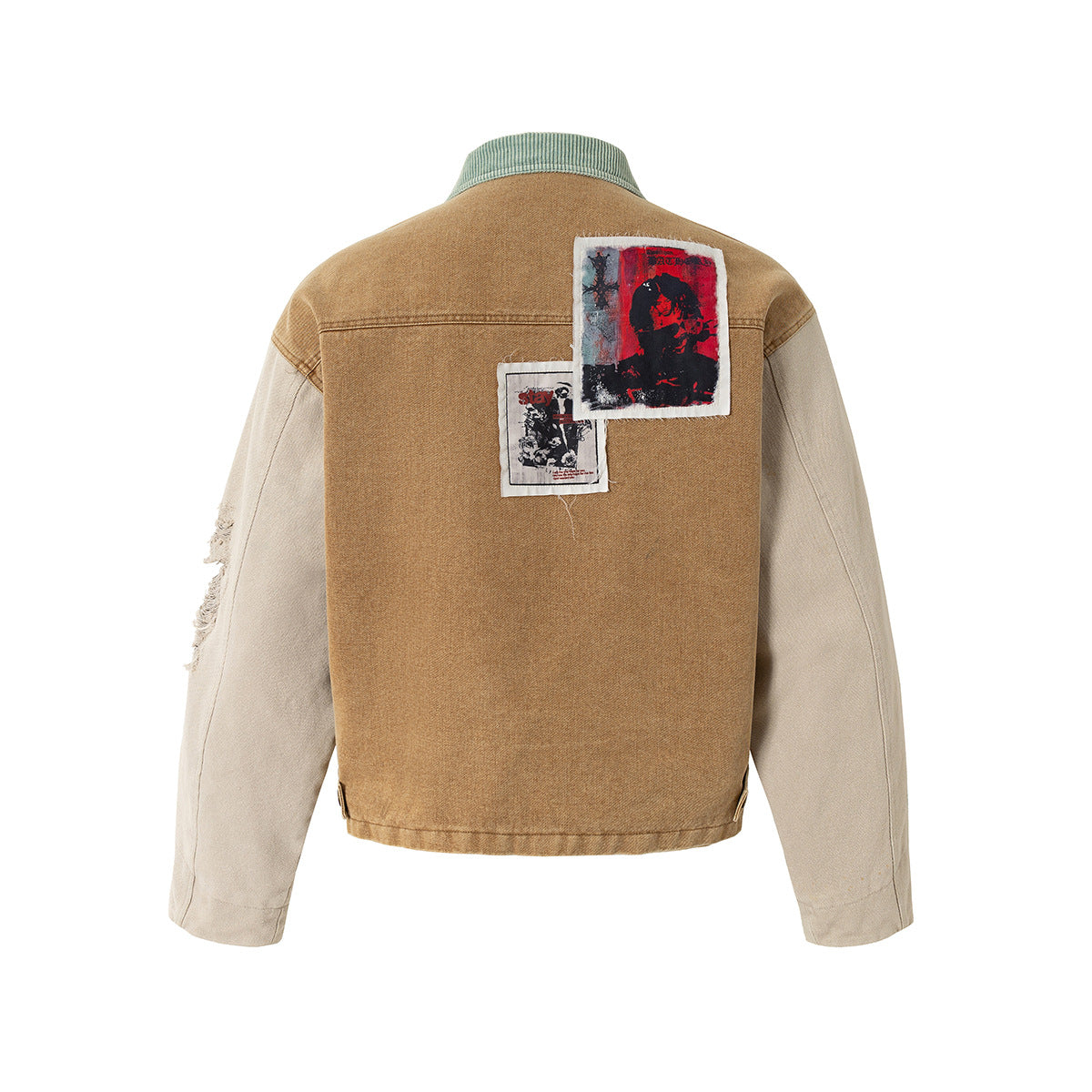 Punk Retro Collage Print | Distressed Heavy Jacket - Luxuryurbanwear