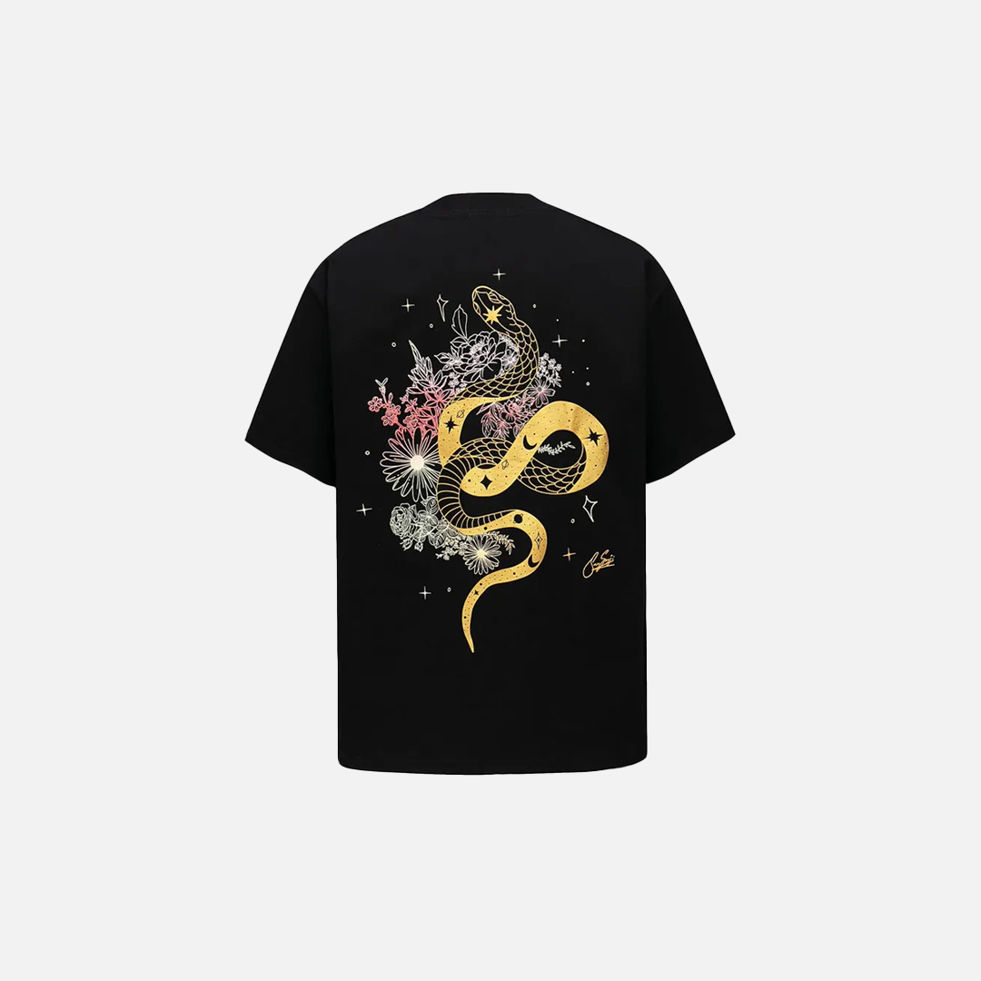 Y2K Python Flower Graphic Printed Cotton T-Shirt - Luxuryurbanwear