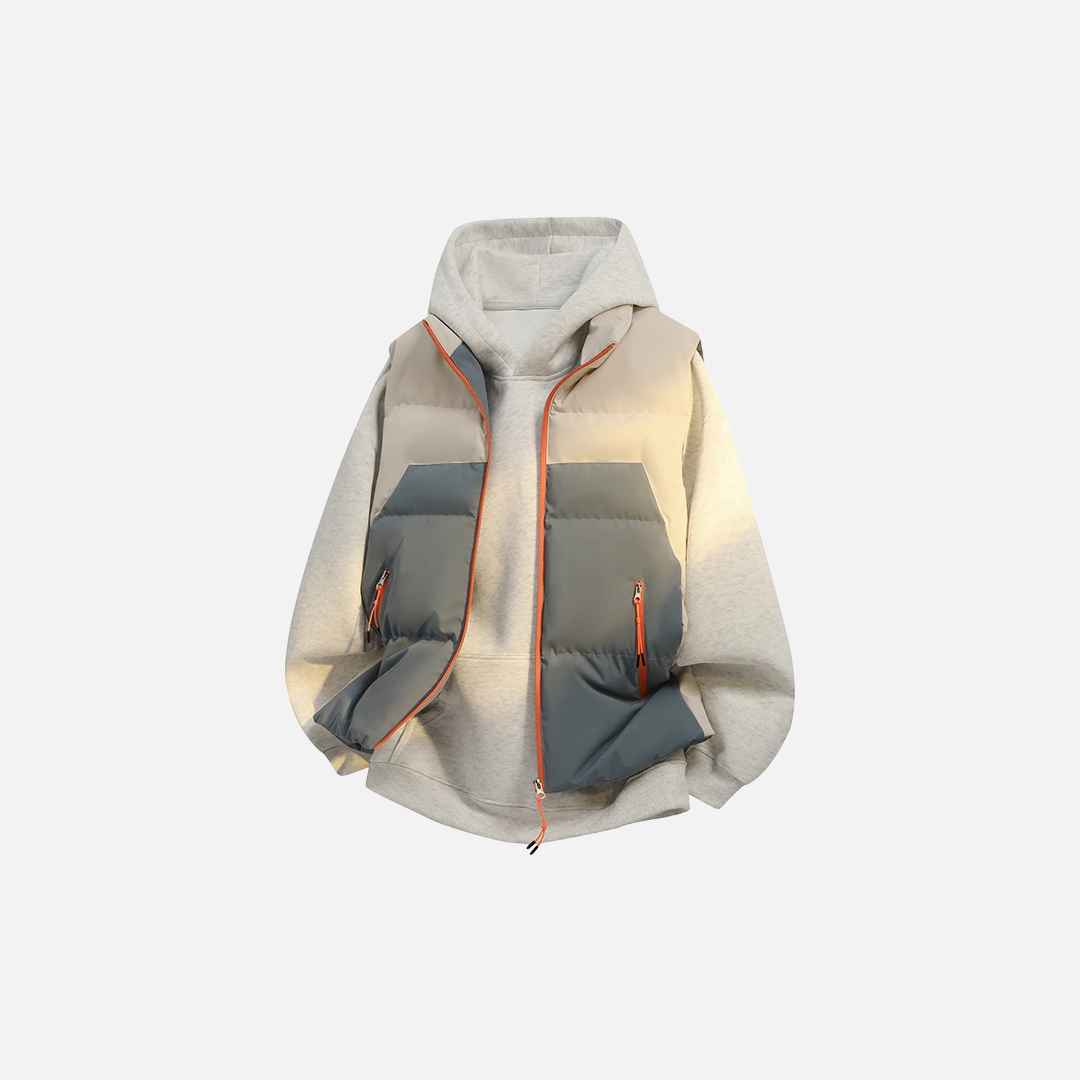 Trendy Splicing Color Hoodie With Vest - Luxuryurbanwear