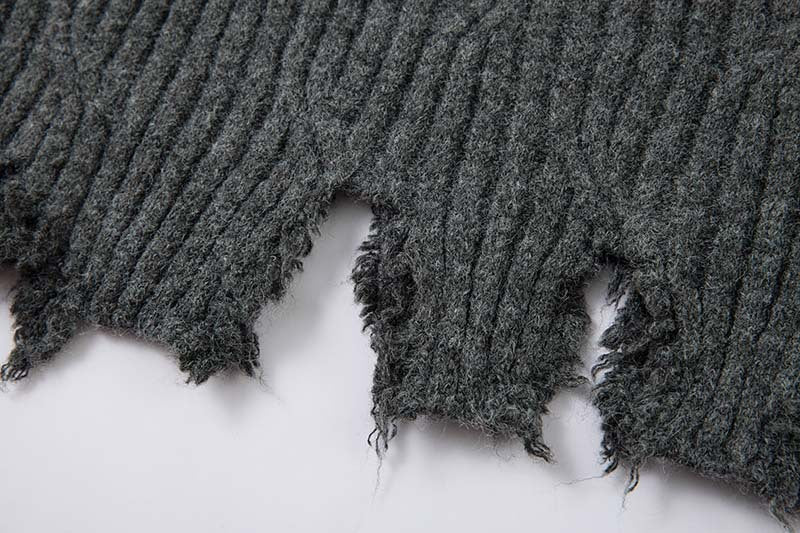 Knitted Distressed Diamond Pattern | Raw Edge Sweater - Luxuryurbanwear