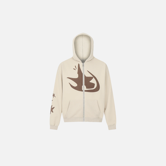 Streetwear Cozy Star Print Oversized Hooded Sweatshirt - Luxuryurbanwear