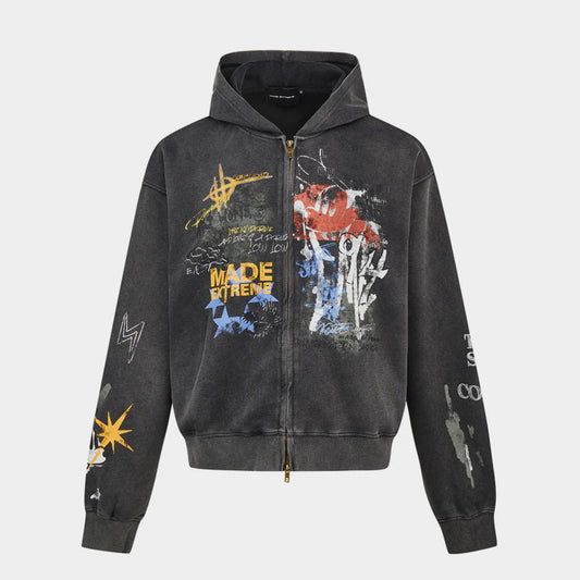 Grunge Graffiti | Full-Zip Hoodie - Luxuryurbanwear