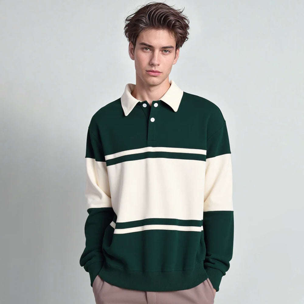 Classic Stripes | Timeless Polo Sweatshirt - Luxuryurbanwear