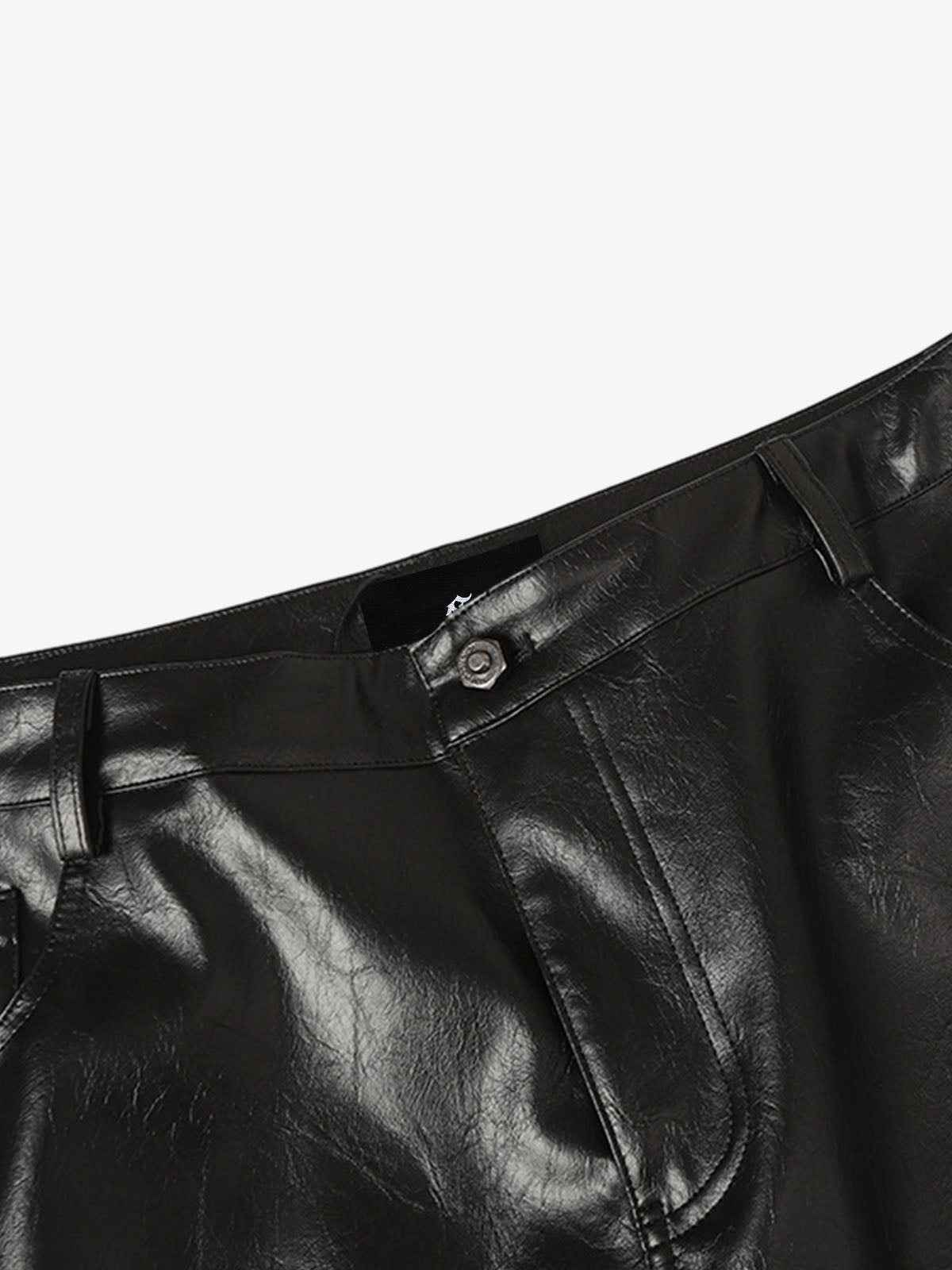 Spider Web Embossed Faux Leather Wide Leg Pants