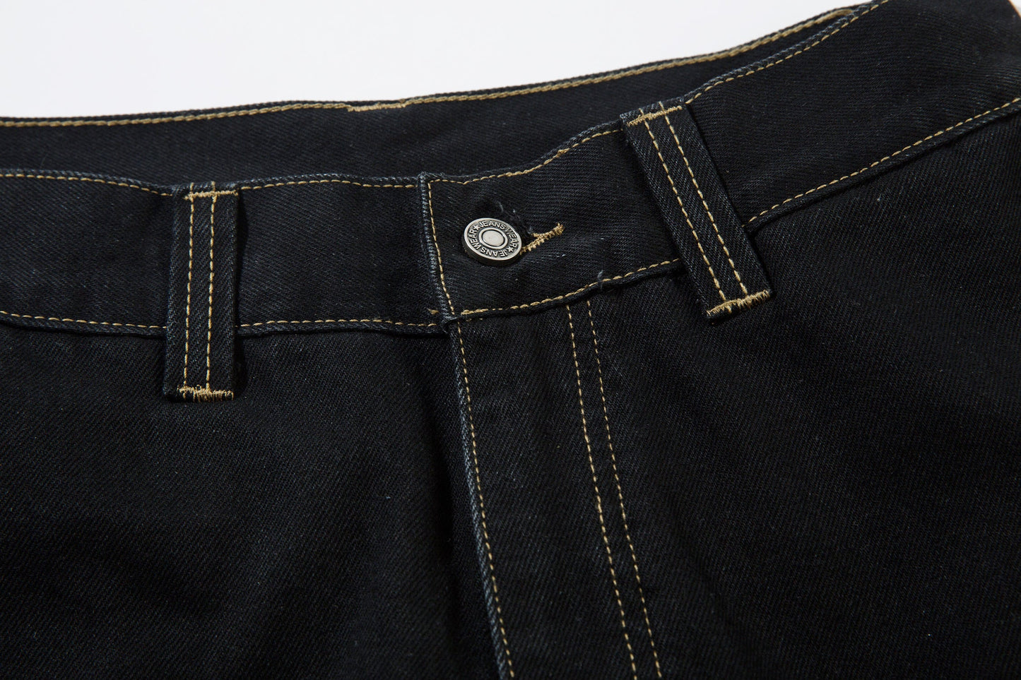 Geometric Stitch | Black Jeans - Luxuryurbanwear