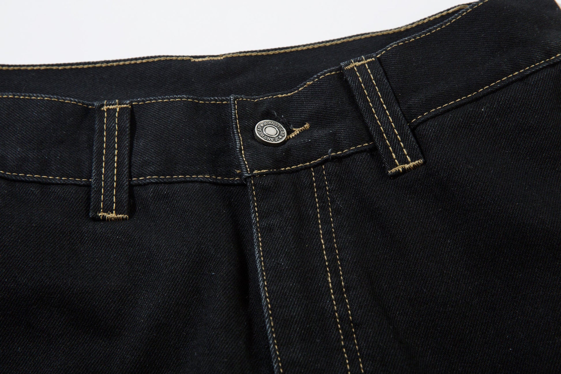 Geometric Stitch | Black Jeans - Luxuryurbanwear