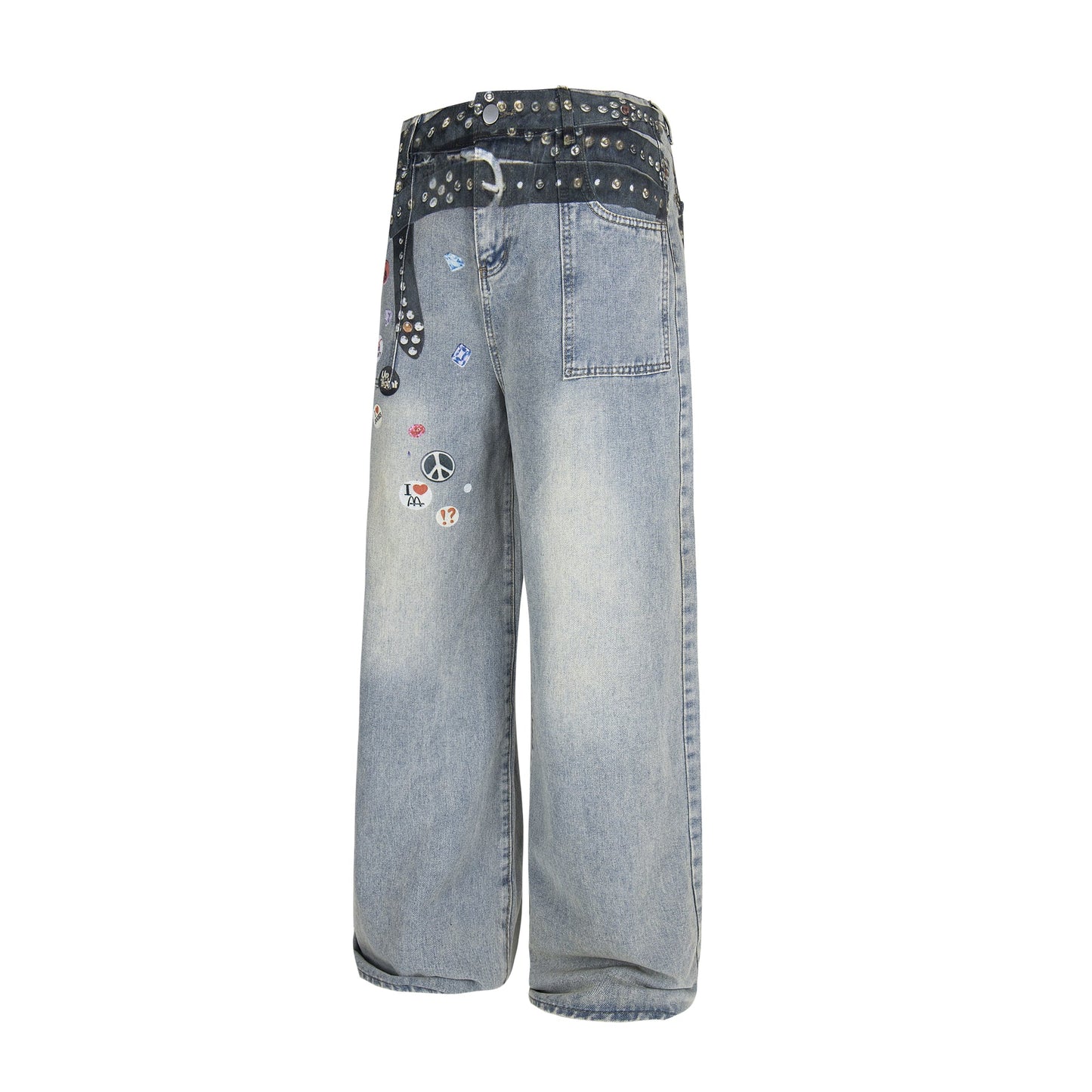 Studded Patchwork | Denim Jeans - Luxuryurbanwear