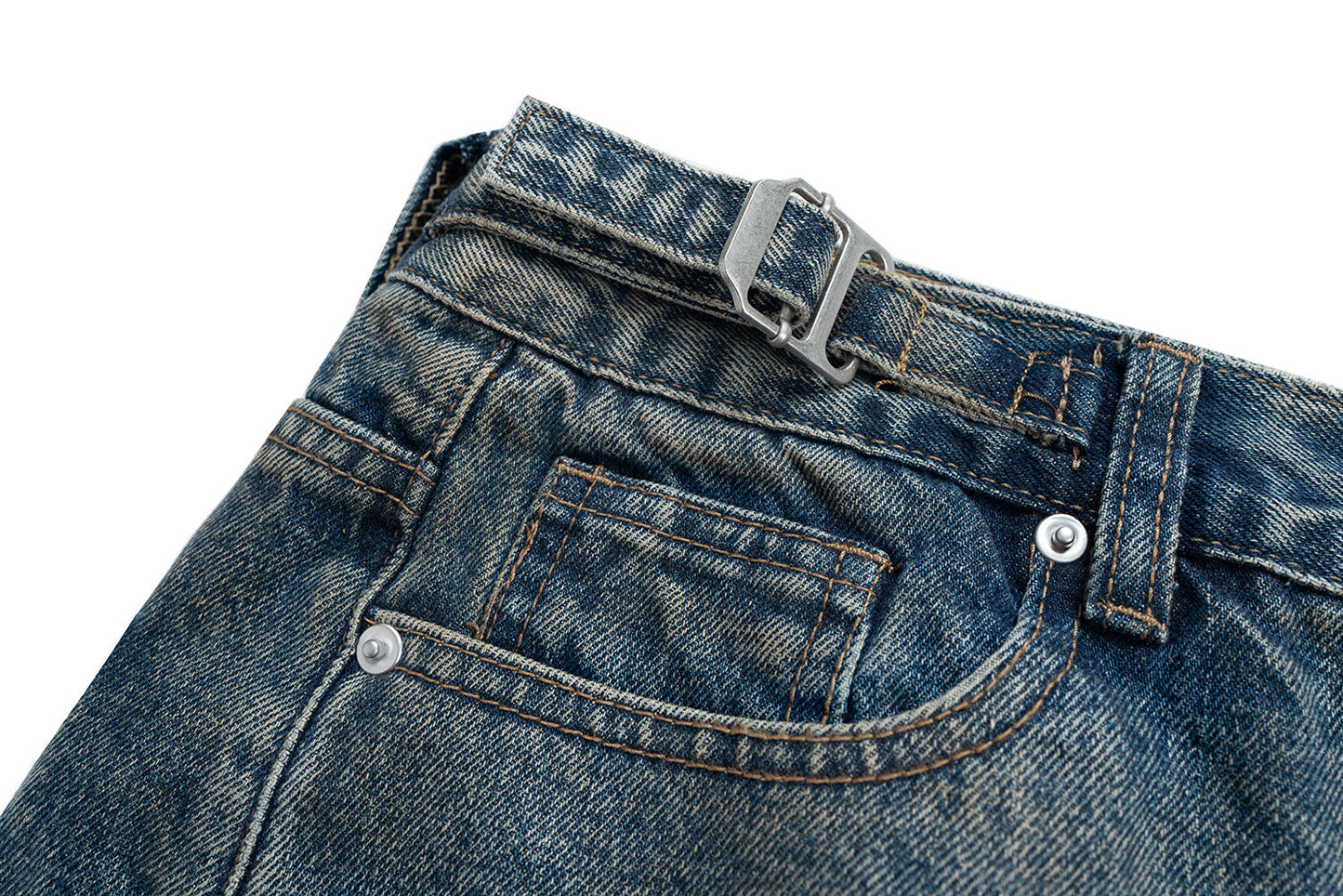 Deconstructed Denim Camo Layered Jeans - Avant-Garde Streetwear | LuxuryUrbanwear - Luxuryurbanwear