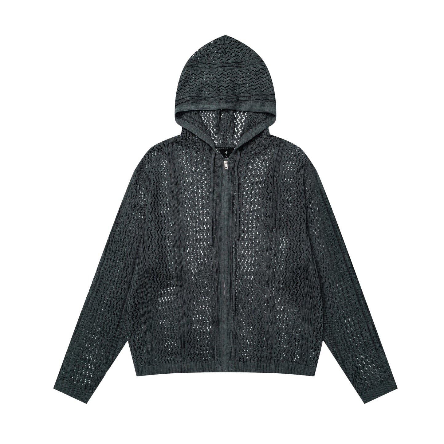 Crochet Mesh | Knit Zip Up Hoodie - Luxuryurbanwear