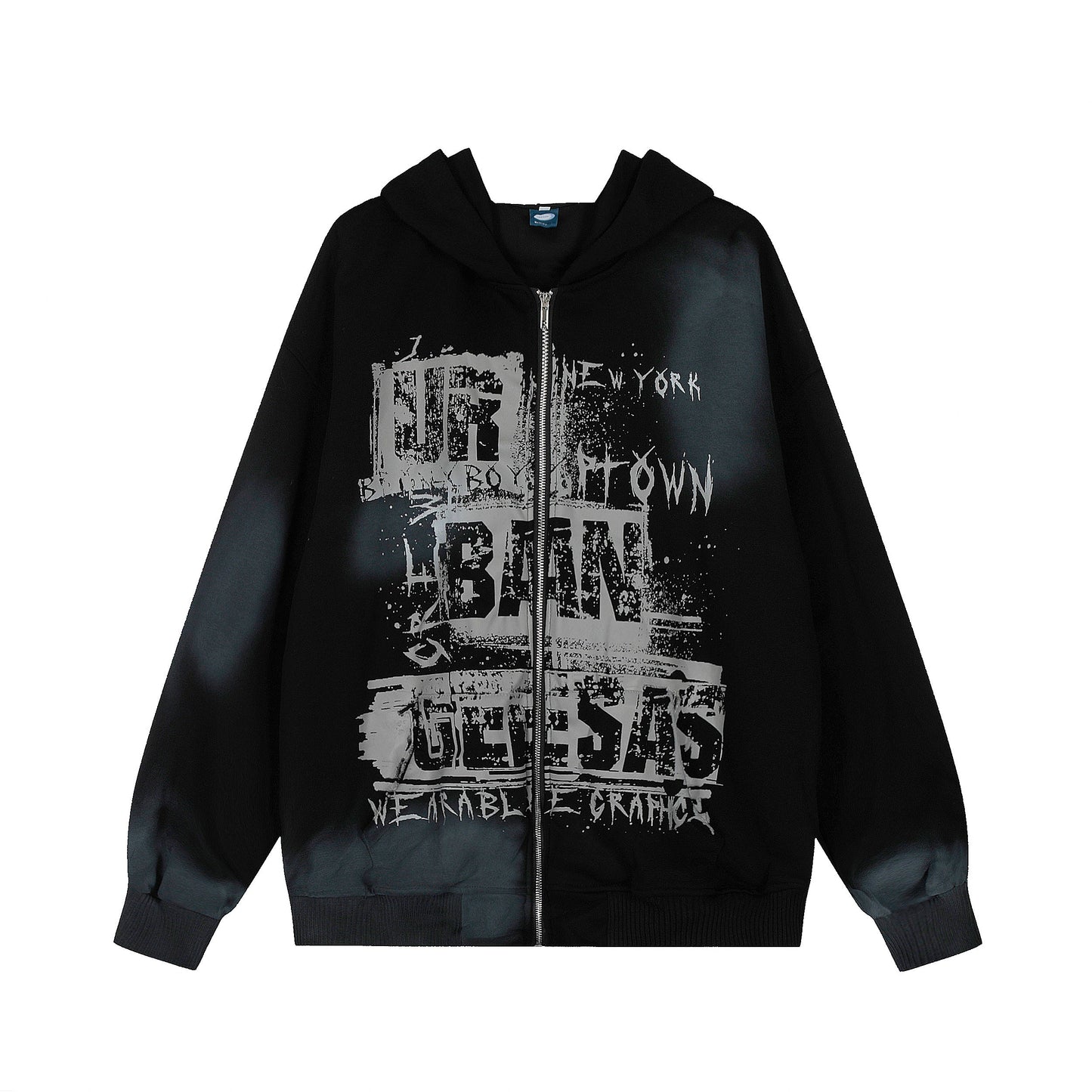 Graffiti Print | Oversized Zip Up Hoodie - Luxuryurbanwear