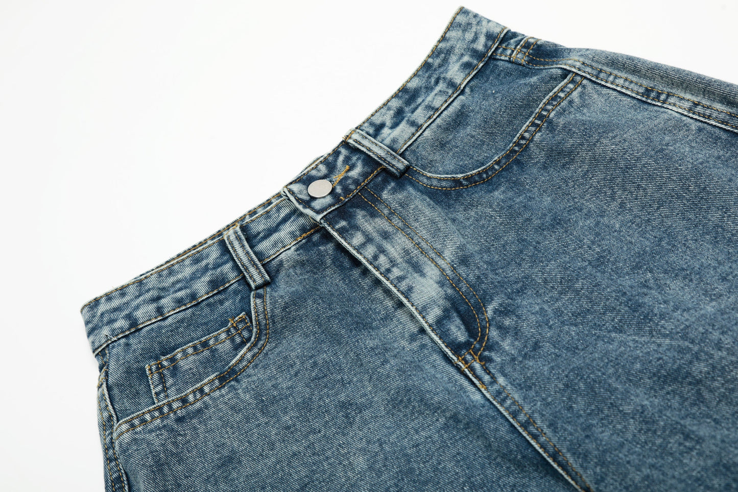 Star Stitching Washed | Wide Jeans - Luxuryurbanwear