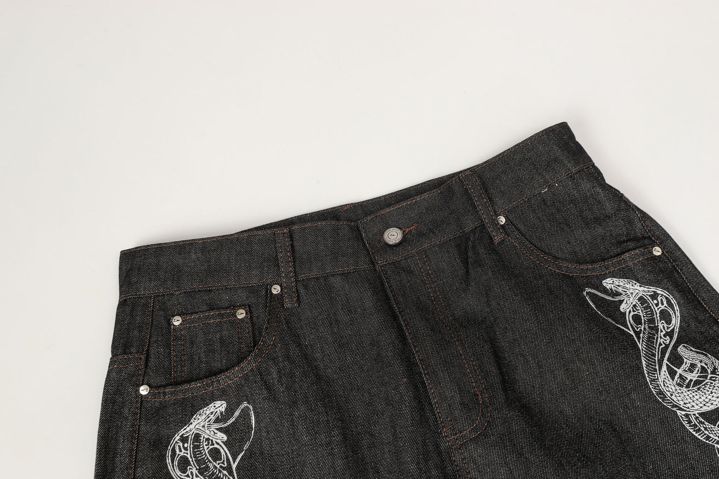Snake Embroidery | Denim Jeans - Luxuryurbanwear