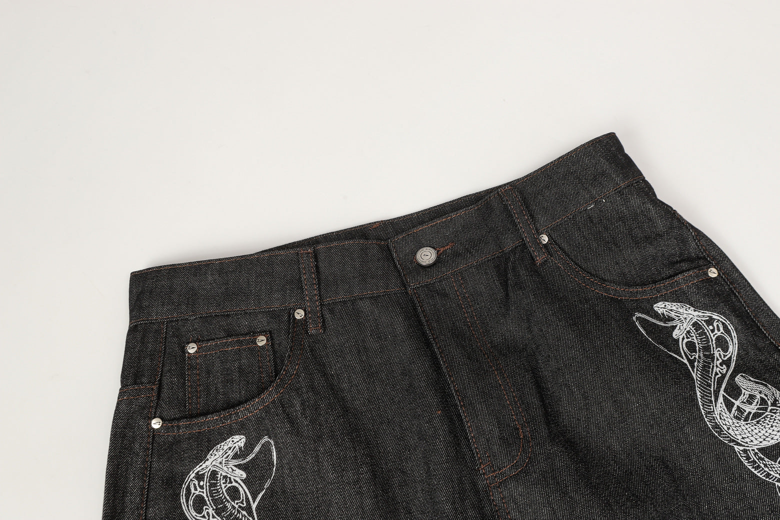Snake Embroidery | Denim Jeans - Luxuryurbanwear