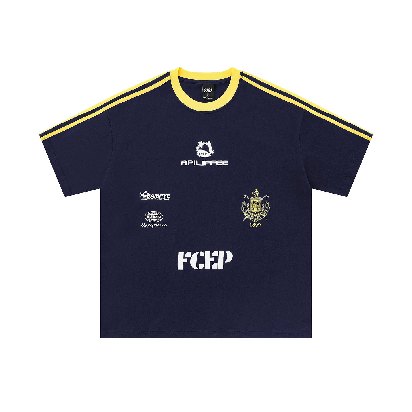 Club Stripe | Retro Football Crest Tee - Luxuryurbanwear