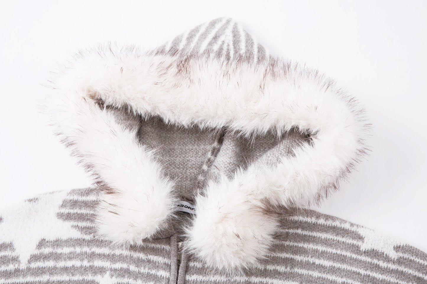 Winter Sky | Knitted Hoodie with Faux Fur Trim - Luxuryurbanwear