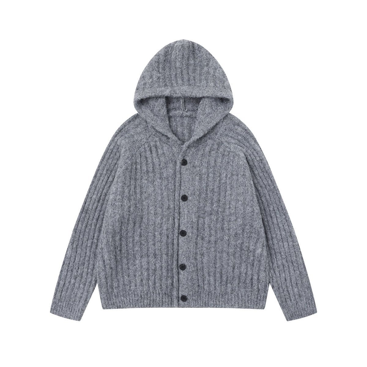 COZY LINE | Ribbed Knit Button Hoodie - Luxuryurbanwear