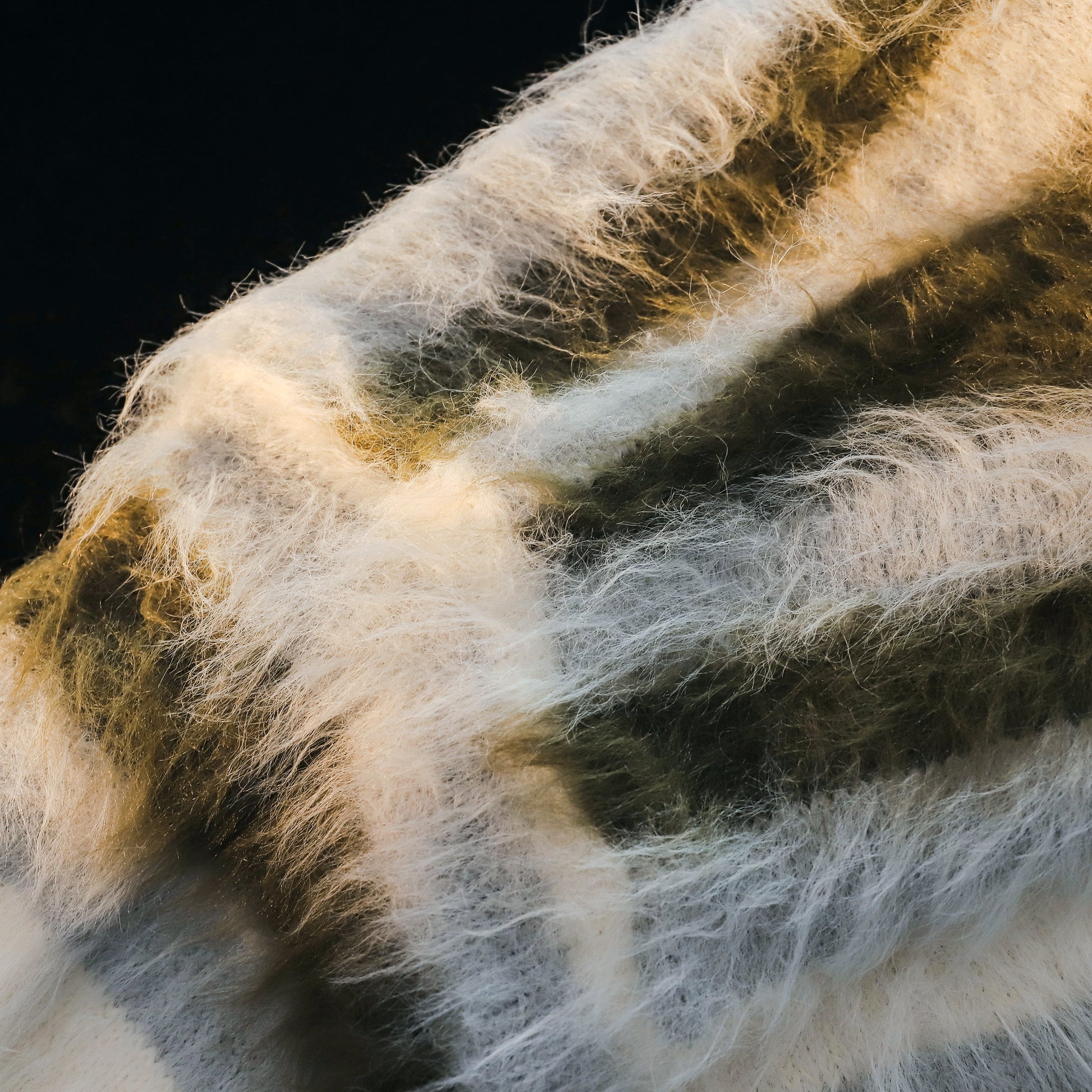 Furry Line | Striped Button-Up Fluffy Cardigan - Luxuryurbanwear
