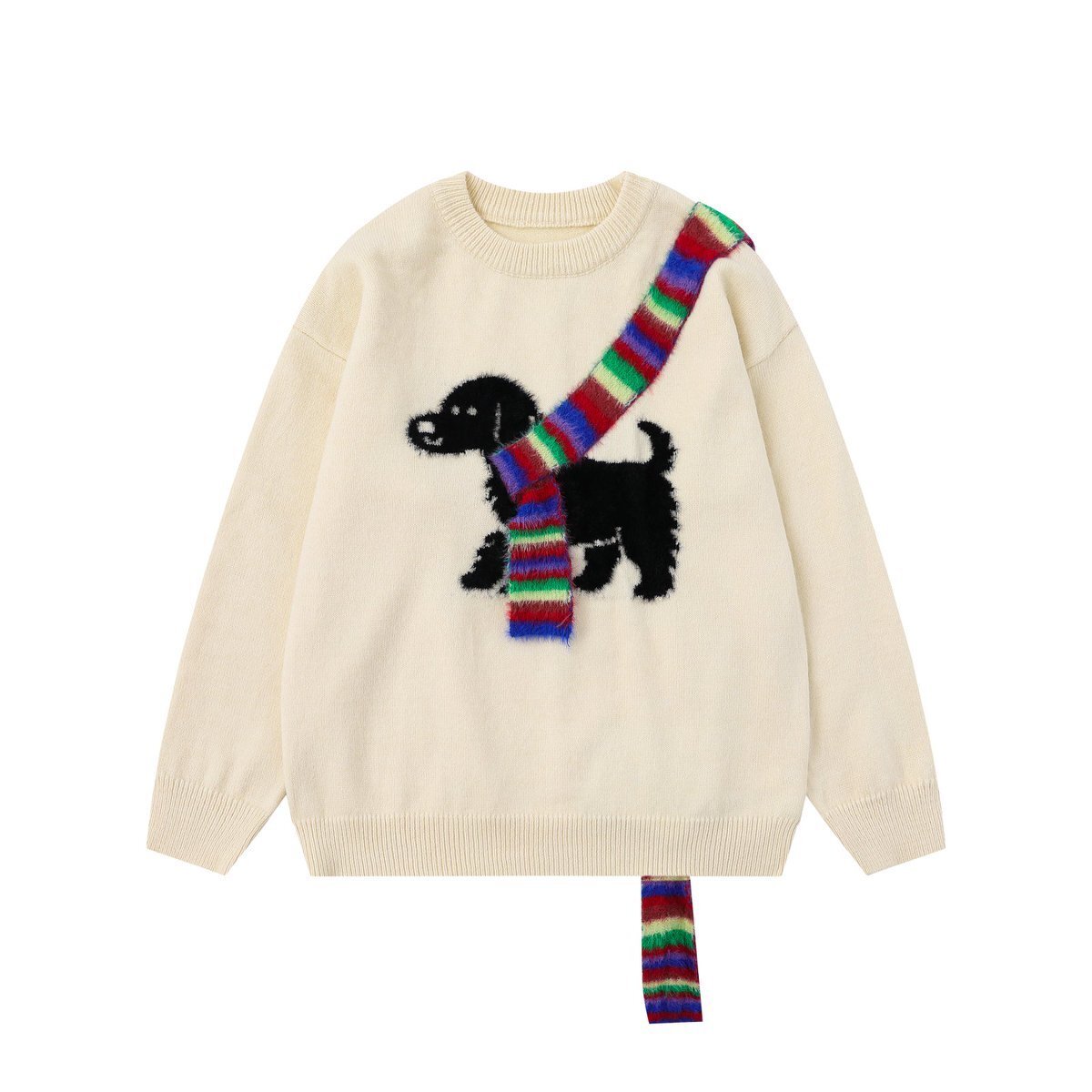 Snow Pup | Embroidered Dog Knit Sweater - Luxuryurbanwear