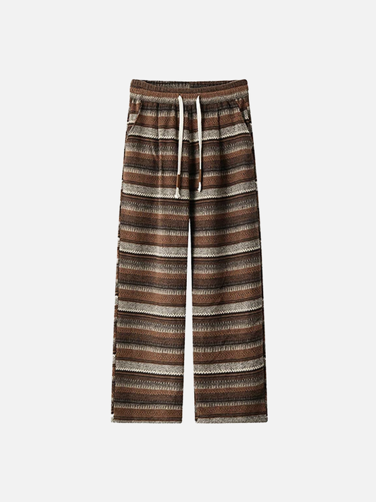Neutral Style Striped Knit Casual Sweatpants - Luxuryurbanwear