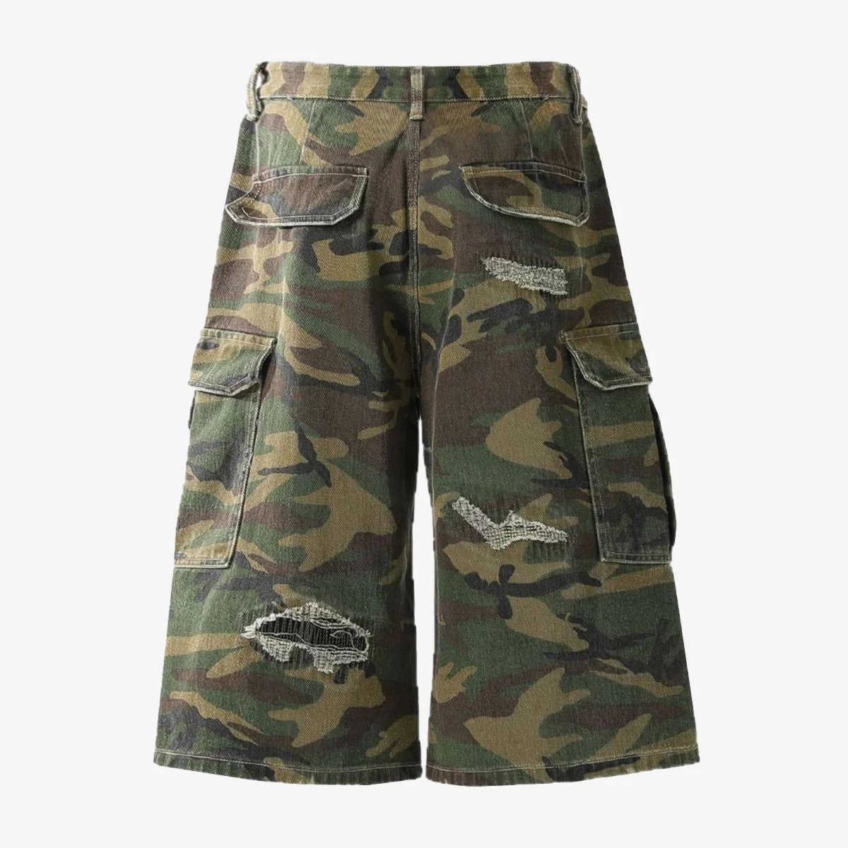 Destroyed Camo | Baggy Cargo Shorts - Luxuryurbanwear