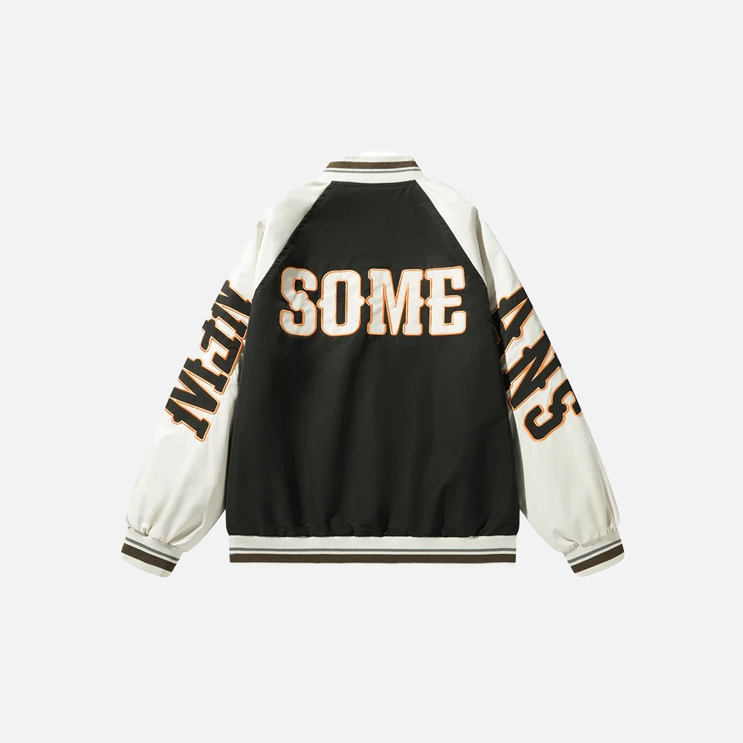 Streetwear Letter Embroidery Varsity Baseball Jacket - Luxuryurbanwear