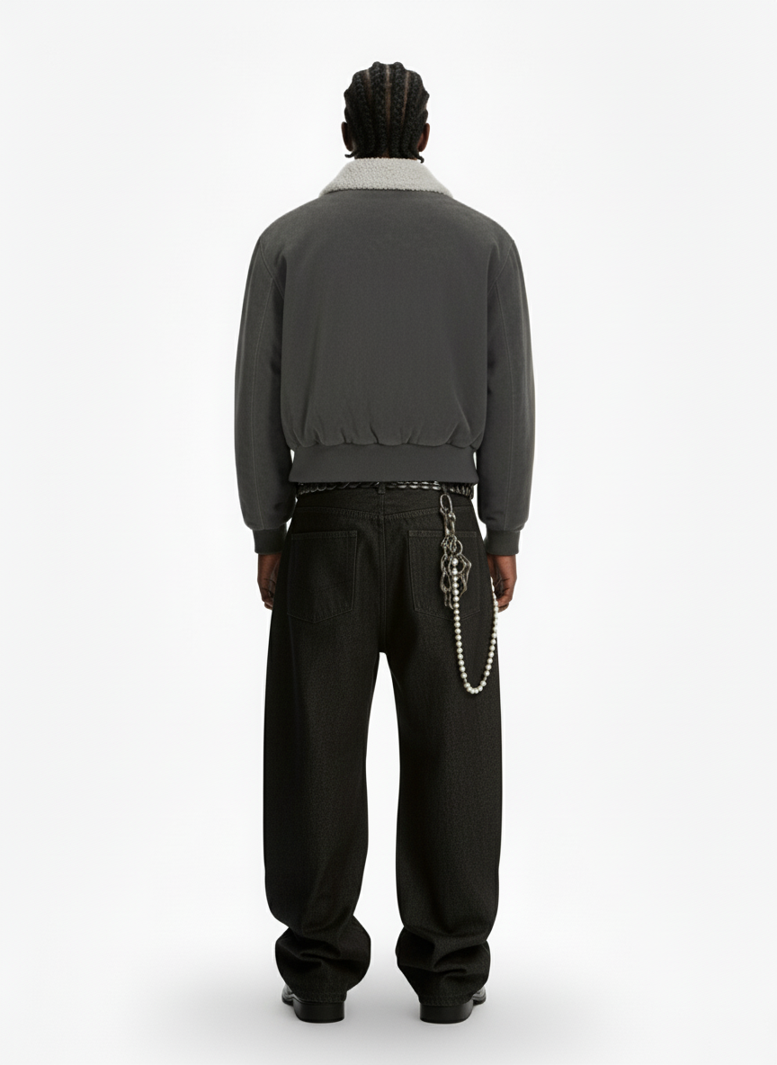 Utility Faux Shearling Collar Suede Look Zip Up Jacket - Luxuryurbanwear