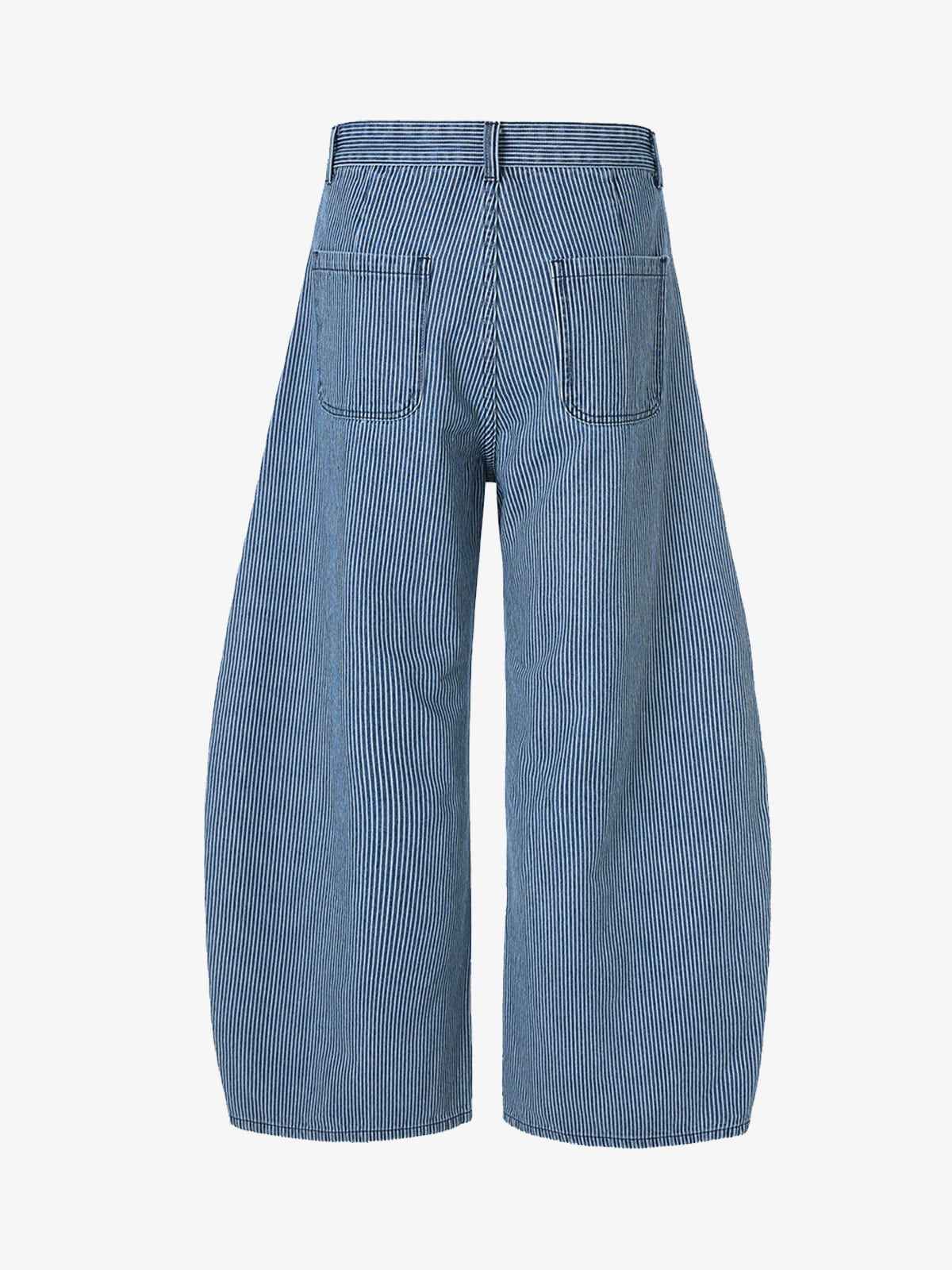 Retro Striped Colorblock Barrel Jeans